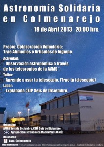 19 de abril: Astronomía Solidaria en Colmenarejo